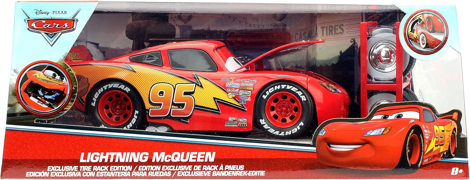 DISNEY PIXAR LIGHTNING MCQUEEN W/ EXTRA WHEELS 1/24 DIECAST CAR