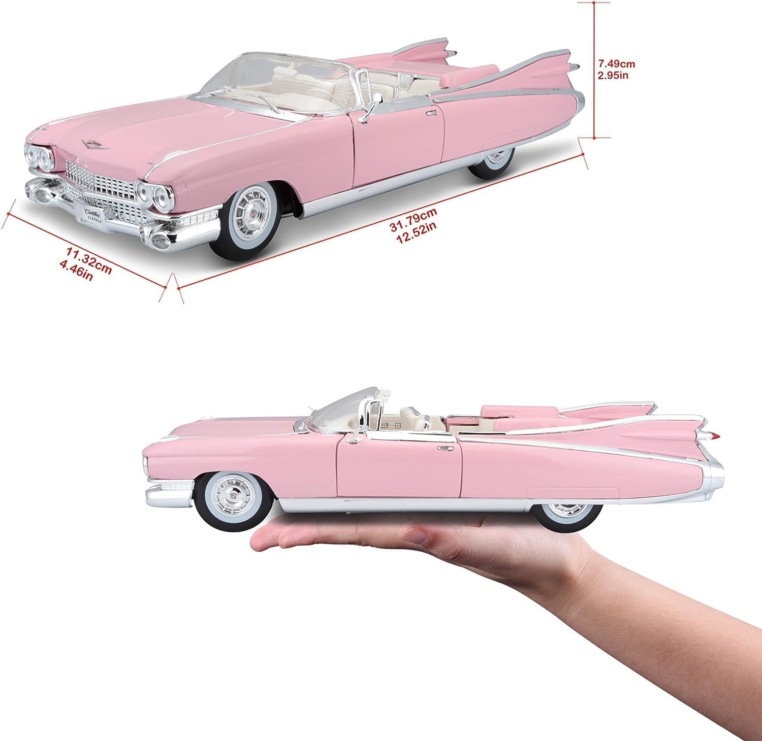Maisto 1959 Cadillac Eldorado Biarritz Convertible Pink 1/18