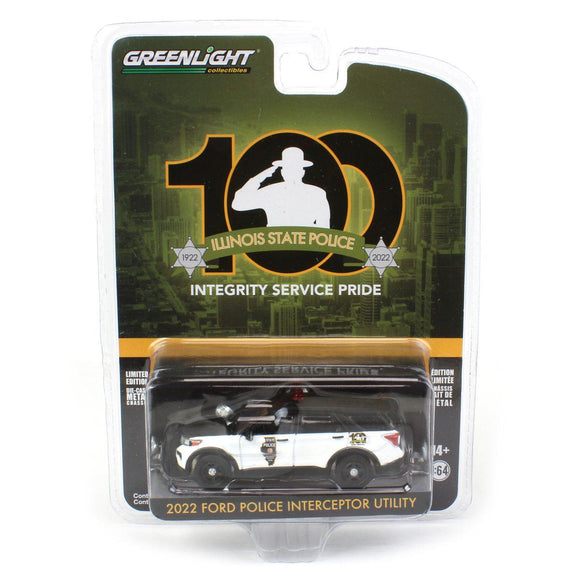 Greenlight 1:64 2022 Ford Police Interceptor Utility Illinois State Police 28100-F