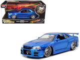 Jada Fast & Furious 1:24 Brian’s 2002 Nissan Skyline R34 Diecast Model Car, Blue, 97173