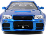Jada Fast & Furious 1:24 Brian’s 2002 Nissan Skyline R34 Diecast Model Car, Blue, 97173