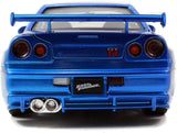 Jada Fast & Furious 1:24 Brian’s 2002 Nissan Skyline R34 Diecast Model Car, Blue, 97173