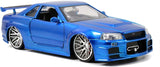 Jada Fast & Furious 1:24 Brian’s 2002 Nissan Skyline R34 Diecast Model Car, Blue, 97173