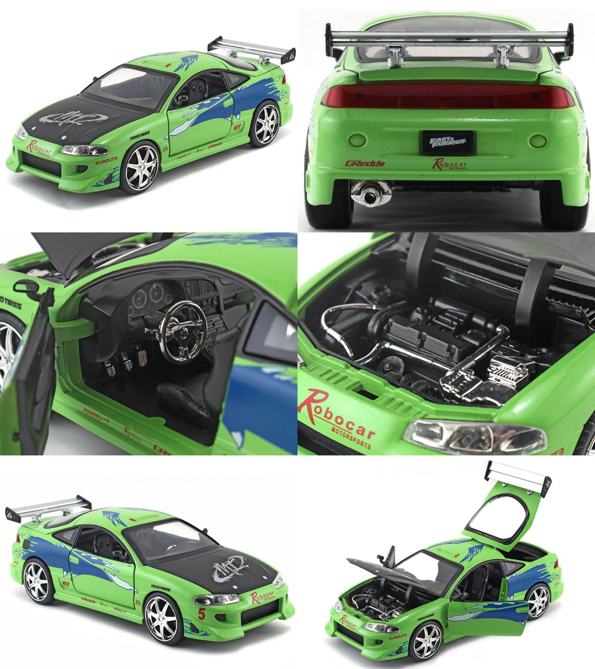 Jada Fast & Furious Fast 1:24 Brian's Mitsubishi Eclipse Green