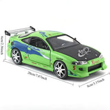 Jada Fast & Furious Fast 1:24 Brian's Mitsubishi Eclipse Green Diecast Collectible Model Car 97603
