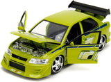 JADA Brian's 2002 Mitsubishi Lancer Evolution EVO VII GREEN "FAST & FURIOUS 25 YEARS" 1/24 Diecast Model 99788