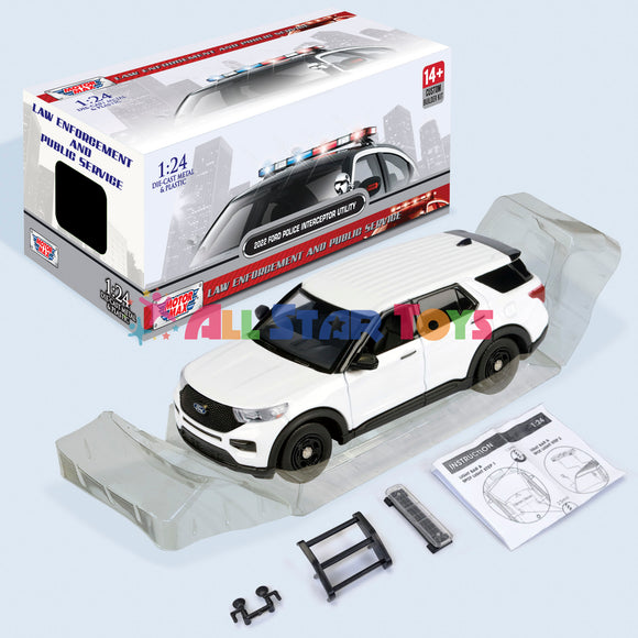 2022 Ford Explorer Police Interceptor Utility Unmarked Builder Kit White 1:24 Diecast Model by MOTORMAX 76988 WHITE KIT