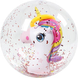 All Star Toys 16" Unicorn & Flamingo Beach Balls 2 Pack - Inflatable Confetti Pool Ball with Tossing Game Toy Inside for Kids and Adults, Summer Party Favors