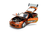 Jada 1/24 "25 Years of Fast & Furious" Brian's Toyota Supra Diecast Model Orange Color Brush Finish 37703