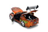 Jada 1/24 "25 Years of Fast & Furious" Brian's Toyota Supra Diecast Model Orange Color Brush Finish 37703