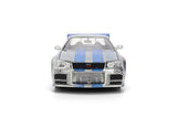 Jada 1/24 "25 Years of Fast & Furious" Brian’s 2002 Nissan Skyline R34, Color Brush Finish 36818