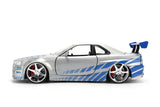 Jada 1/24 "25 Years of Fast & Furious" Brian’s 2002 Nissan Skyline R34, Color Brush Finish 36818