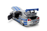 Jada 1/24 "25 Years of Fast & Furious" Brian’s 2002 Nissan Skyline R34, Color Brush Finish 36818