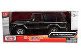MOTORMAX 1978 FORD BRONCO CUSTOM BLACK WITH CAP AND SPEAR TIRE PICKUP TRUCK 1:24 SCALE 79371 ALL STAR TOYS EXCLUSIVE