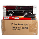 MOTORMAX 1978 FORD BRONCO CUSTOM BLACK WITH CAP AND SPEAR TIRE PICKUP TRUCK 1:24 SCALE 79371 ALL STAR TOYS EXCLUSIVE