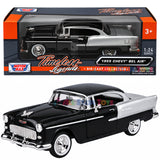 1955 Chevy Bel Air Black and Silver 1/24 Scale Diecast Model by Motoromax 73229BLKSIL