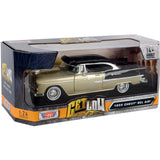 1955 Chevrolet Bel Air Low Rider Gold 1:24 Diecast Model Motormax Get Low Series 79031 Beige
