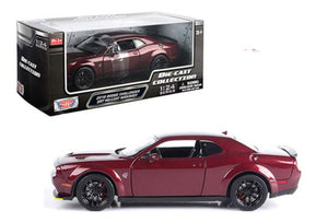 2018 Dodge Challenger SRT Hellcat Widebody Burgundy 1/24 Diecast Model Car by Motormax 79350 Burgundy