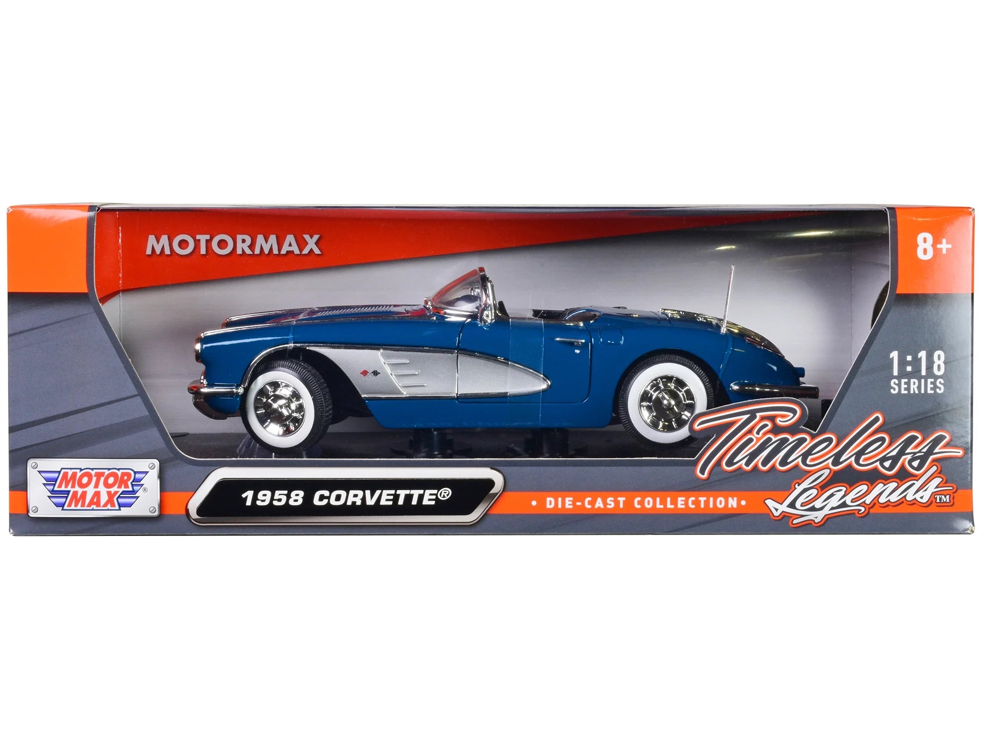 1958 Chevrolet Corvette (C1) Blue 1/18 Diecast Model Car by 1958 Chevrolet Corvette (C1) Blue 1/18 Diecast Model Car by