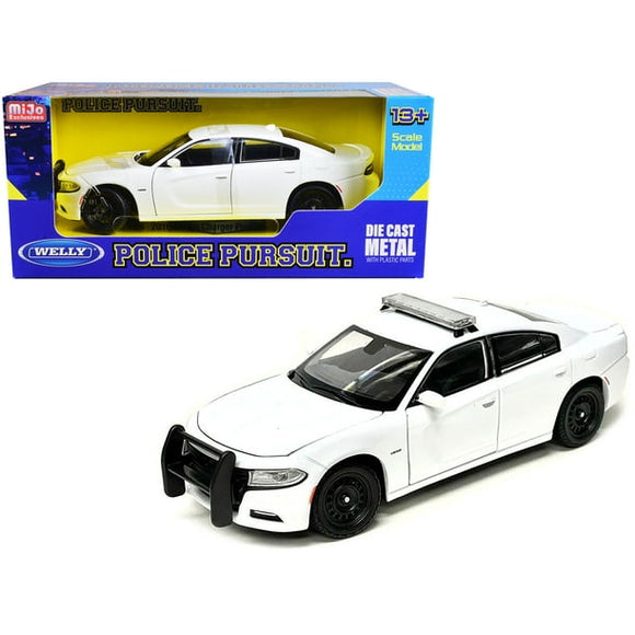 Welly 1:24 2016 Dodge Charger R/T Police Pursuit (Plain White) MiJo Exclusives 24079P-WWH