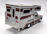 1966 Chevrolet C10 Fleetside Pickup Silver with Camper RV 1:24  Diecast Model Motormax MAXX Design 73355/75330