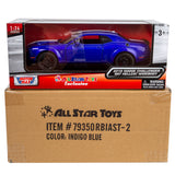 All Star Toys Exclusive 2018 Dodge Challenger SRT Hellcat Widebody Indigo Blue with Racing Stripes 1/24 Diecast Model Car Motormax 79350