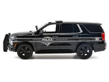 2025 Chevy Tahoe PPV (Police Pursuit Vehicle) Official Promo Version 1/24 Diecast Model Car Motormax Black 76642