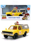 Pizza Planet Truck Yellow (Weathered) w/Beige Camper "Toy Story" 1995 Movie "Hollywood Rides" 1/32 Diecast Model Car by Jada 36301