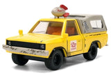 Pizza Planet Truck Yellow (Weathered) w/Beige Camper "Toy Story" 1995 Movie "Hollywood Rides" 1/32 Diecast Model Car by Jada 36301