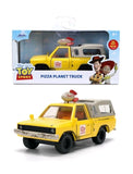 Pizza Planet Truck Yellow (Weathered) w/Beige Camper "Toy Story" 1995 Movie "Hollywood Rides" 1/32 Diecast Model Car by Jada 36301