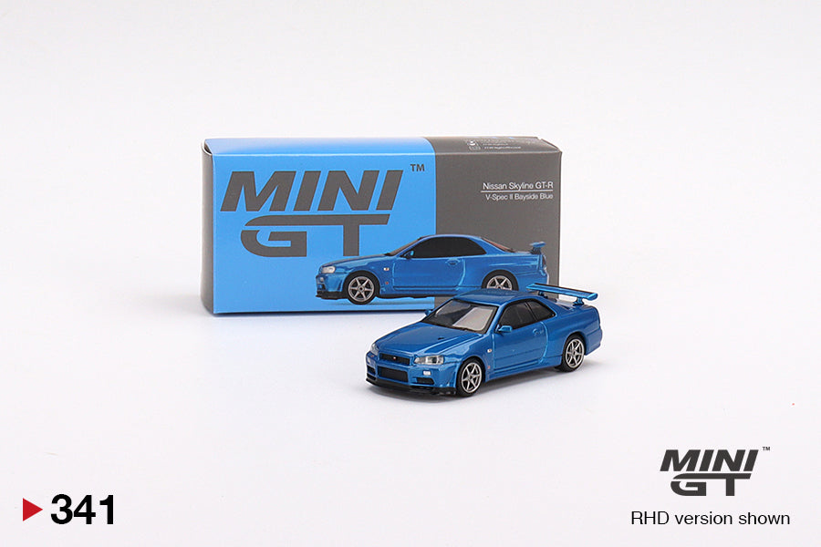 TSM 1:64 MINI GT Nissan Skyline GT-R (R34) V-Spec II Bayside Blue