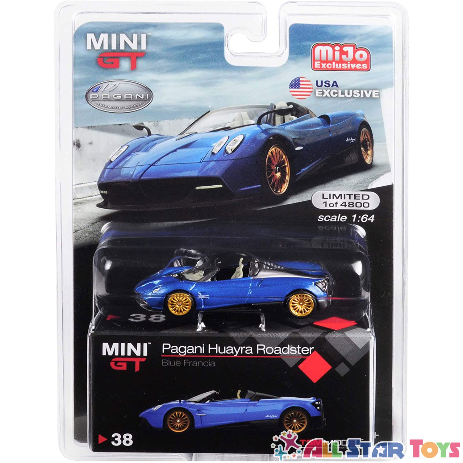 TSM 1:64 MINI GT Pagani Huayra Roadster Blue MGT00038 – All Star Toys