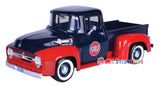 Motormax 1:24 scale 1956 Ford F-100 (F100) Pickup Truck, Gulf Oil Livery Navy & Red Diecast Model 79647