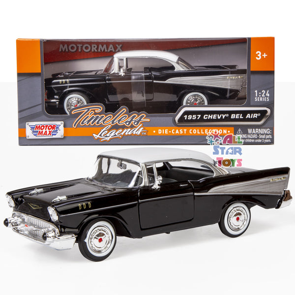 1957 Chevrolet Bel Air 1:24 Diecast Model Car Motormax 73228 Black