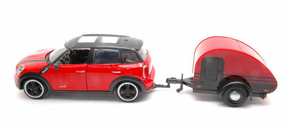 Mini Cooper S Countryman with Travel Trailer Red 
