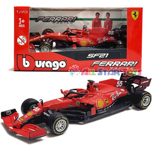 Bburago 1:43 2021 Ferrari Racing SF21 Formula One F1 #55 Carlos Sainz 18-36829