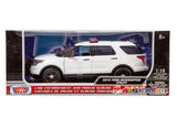 2015 Ford Explorer Police Interceptor Utility Unmarked White 1:18 Diecast Model Toy Car by MOTORMAX 73541