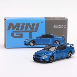 TSM 1:64 MINI GT Nissan Skyline GT-R (R34) V-Spec II Bayside Blue MGT00341