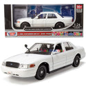 2010 Ford Crown Victoria Undecorated Police Car Sleektop with Builder Kit (Optional Push Bar & Light Bar) White 1:24 Scale Diecast Model by Motormax 76469