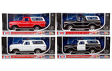 1978 Ford Bronco 1:24 Scale Blank Police Pursuit (Fire Department) diecast Model Car by Motormax 76983 Black/White/Red/Black&White