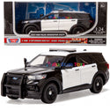 2022 Ford Explorer Police Interceptor Utility Unmarked BLACK&WHITE with Light Bar 1:24 Diecast Model Toy Car by MOTORMAX 76988 BLACK&WHITE