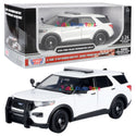 2022 Ford Explorer Police Interceptor Utility Unmarked White with Light Bar 1:24 Diecast Model Toy Car by MOTORMAX 76988
