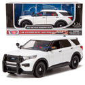IN-STOCK! 2022 Ford Explorer Police Interceptor Utility Unmarked White SLEEKTOP 1:24 Diecast Model Toy Car by MOTORMAX 76990