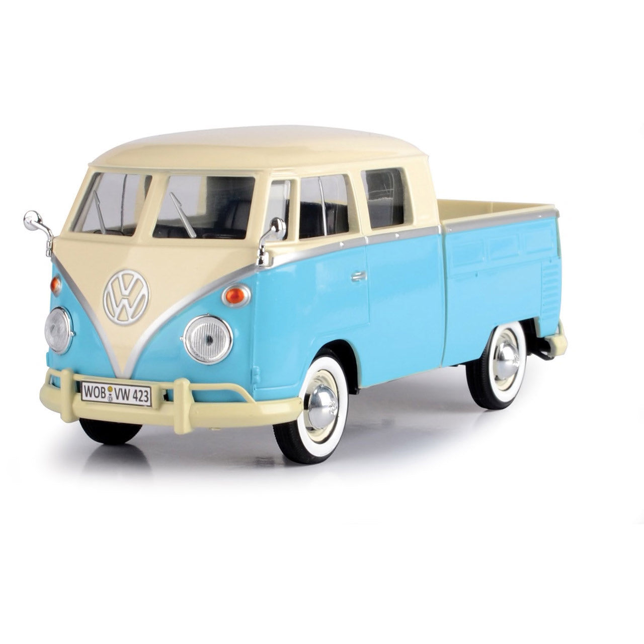 VW TYPE 2 (T1) DELIVERY VAN WHITE/BLACK WITH FLAMES 1962 1:24 MotorMax VW TYPE 2 (T1) DELIVERY VAN WHITE/BLACK WITH FLAMES 1962 1:24 MotorMax