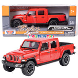 2021 Jeep Gladiator Overland (Hard Top) 1:27 Scale Diecast Model Car Silver/Red Motormax 79365