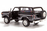 MOTORMAX 1978 FORD BRONCO CUSTOM BLACK WITH CAP AND SPEAR TIRE PICKUP TRUCK 1:24 SCALE 79371 ALL STAR TOYS EXCLUSIVE