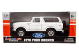 MOTORMAX 1978 FORD BRONCO CUSTOM WHITE WITH CAP AND SPEAR TIRE PICKUP TRUCK 1:24 SCALE 79371 ALL STAR TOYS EXCLUSIVE