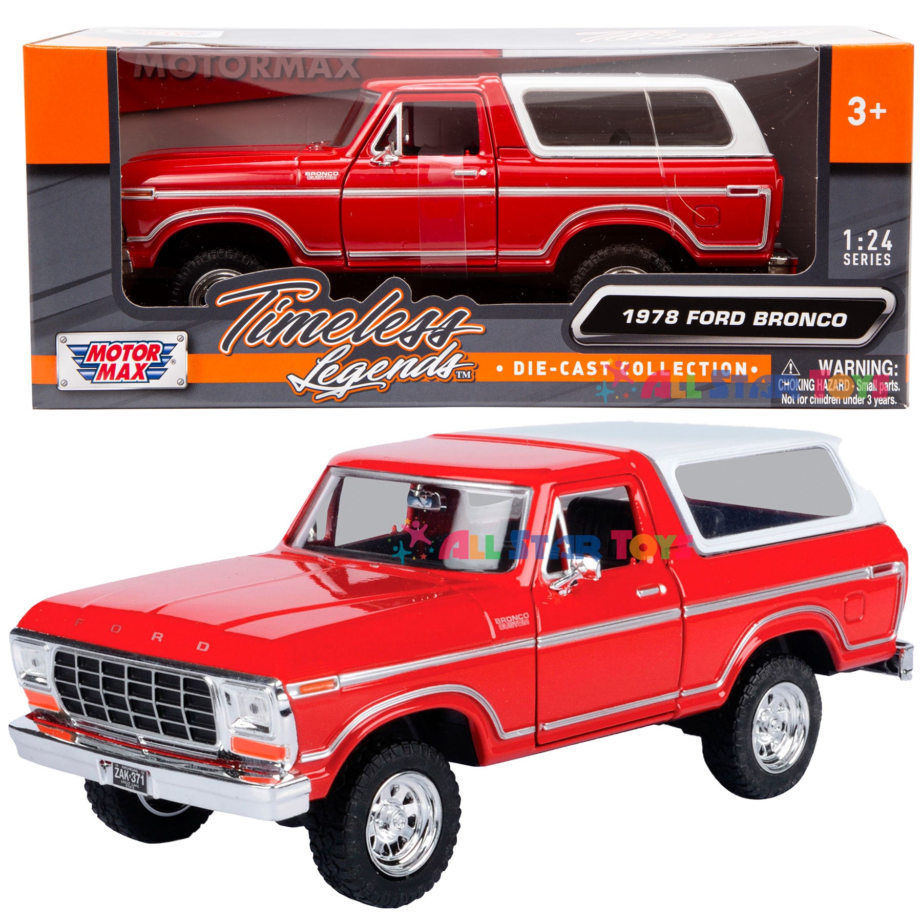 MOTORMAX 1978 FORD BRONCO CUSTOM PICKUP TRUCK 1:24 79371 79372