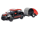 Mini Cooper S Countryman with Travel Trailer Black and Red "City Classics" Series 1/24 Diecast Model Car by Motormax 79762