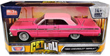 Motormax Get Low Series 1964 Chevrolet Impala Hard Top Lowrider 1:24 Diecast Model Pink 79021